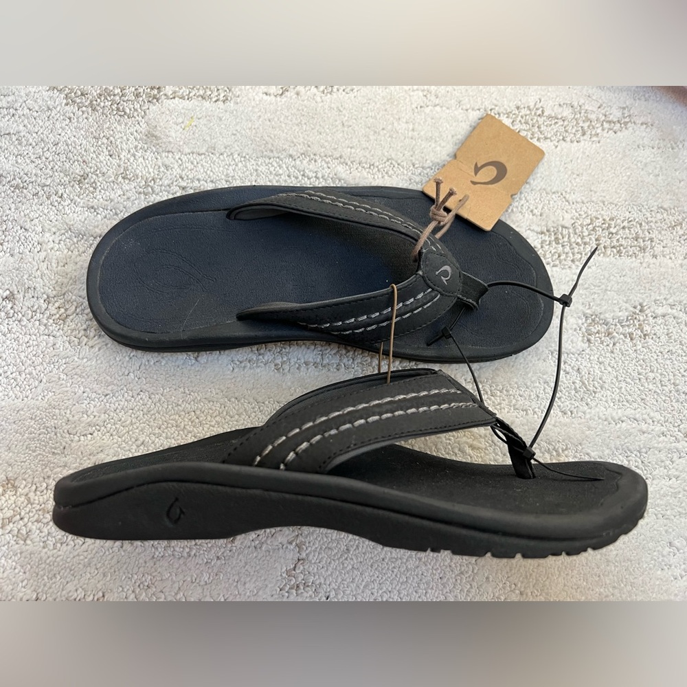 NEW OLUKAI men's hokua mesh quick-drying beach sandals in dark shadow us 8/eu 41